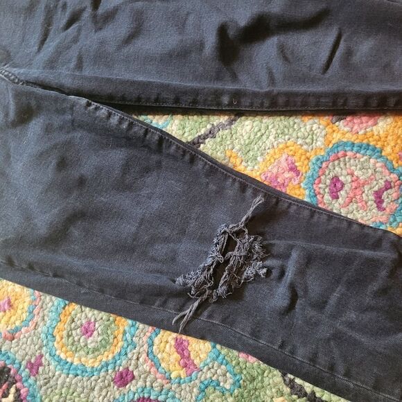 Old Navy OG Straight Marilyn Knee Rip Jeans Black Women's 2 - Picture 4 of 7